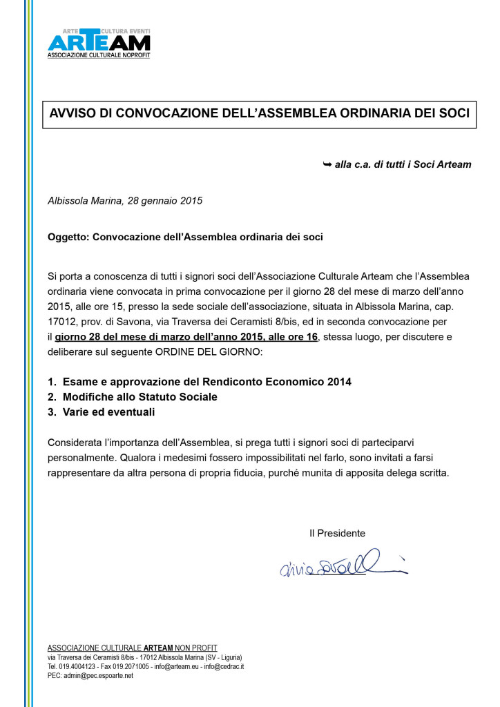 arteam_20150128_Arteam_ConvocazioneAssemblea2015